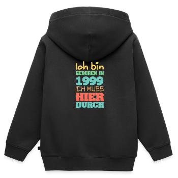 geboren 1999 - Kinder Premium Organic Zip Hoodie - Schwarz - Hinten - AI Model Kid Male (0cm)