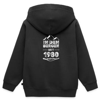 seit 1980 - Kinder Premium Organic Zip Hoodie - Schwarz - Hinten - AI Model Kid Male (0cm)