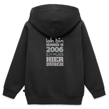geboren 2006 - Kinder Premium Organic Zip Hoodie - Schwarz - Hinten - AI Model Kid Male (0cm)