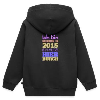 geboren 2015 - Kinder Premium Organic Zip Hoodie - Schwarz - Hinten - AI Model Kid Male (0cm)