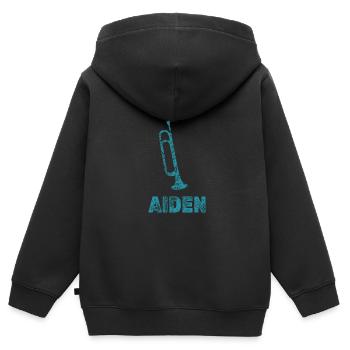 Fanfare Aiden - Sweat Premium à capuche zippé enfant bio - noir - Dos - AI Model Kid Male (0cm)