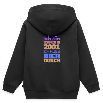 Bin geboren in 2001 - Kinder Premium Organic Zip Hoodie - Schwarz - Hinten - AI Model Kid Male (0cm)