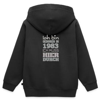 geboren 1983 - Kinder Premium Organic Zip Hoodie - Schwarz - Hinten - AI Model Kid Male (0cm)