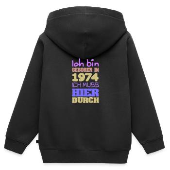Bin 1974 - Kinder Premium Organic Zip Hoodie - Schwarz - Hinten - AI Model Kid Male (0cm)