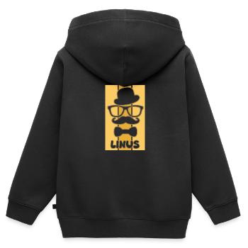 Cadeau pour Linus - Sweat Premium à capuche zippé enfant bio - noir - Dos - AI Model Kid Male (0cm)