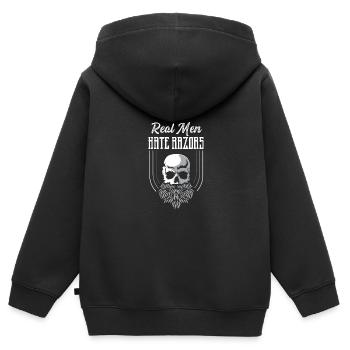Hass Rasierer Barbier Geschenk - Kinder Premium Organic Zip Hoodie - Schwarz - Hinten - AI Model Kid Male (0cm)