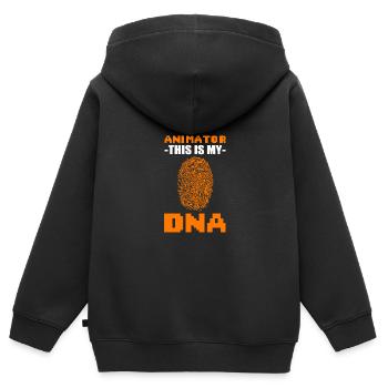 Mon cadeau de cinéaste ADN - Sweat Premium à capuche zippé enfant bio - noir - Dos - AI Model Kid Male (0cm)