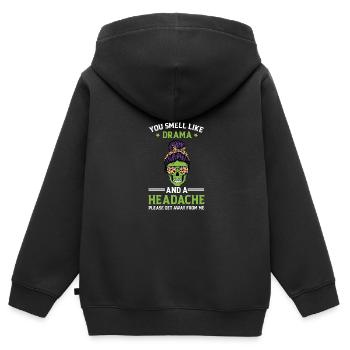 Du riechst nach Drama und Kopfschmerz lustigem Zit - Kinder Premium Organic Zip Hoodie - Schwarz - Hinten - AI Model Kid Male (0cm)