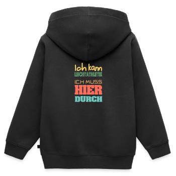 Leichtathletik - Kinder Premium Organic Zip Hoodie - Schwarz - Hinten - AI Model Kid Male (0cm)