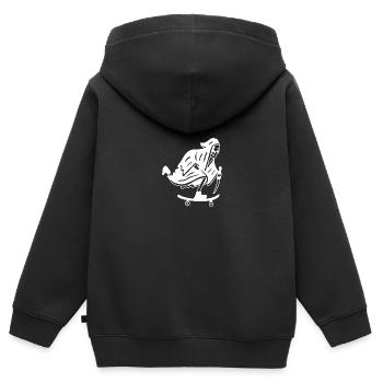Tod Skater Messer - Kinder Premium Organic Zip Hoodie - Schwarz - Hinten - AI Model Kid Male (0cm)