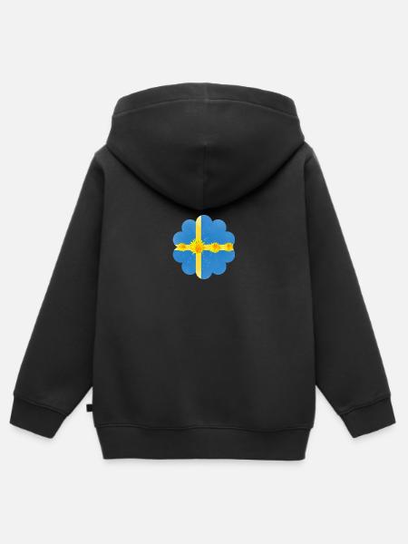 Sweden Dandelion Blossoms Sweden Flag - Kids Premium Organic Zip-up Hoodie - black