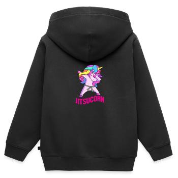 Jiu Jitsu Selbstverteidigung - Kinder Premium Organic Zip Hoodie - Schwarz - Hinten - AI Model Kid Male (0cm)