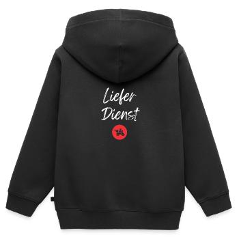 Roller Auslieferungsfahrer Essen Lieferung - Kinder Premium Organic Zip Hoodie - Schwarz - Hinten - AI Model Kid Male (0cm)