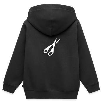 Schere Silhouette - Kinder Premium Organic Zip Hoodie - Schwarz - Hinten - AI Model Kid Male (0cm)