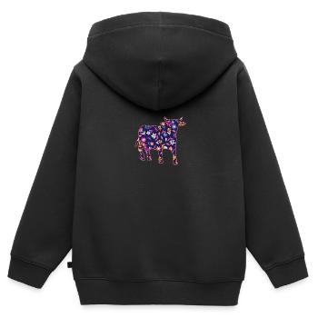 Bovins de buffle Bœufs - Sweat Premium à capuche zippé enfant bio - noir - Dos - AI Model Kid Male (0cm)