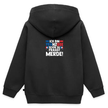 Français Français France - Sweat Premium à capuche zippé enfant bio - noir - Dos - AI Model Kid Male (0cm)