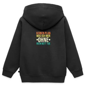 Langschläfer Shlafen Faul - Kinder Premium Organic Zip Hoodie - Schwarz - Hinten - AI Model Kid Male (0cm)