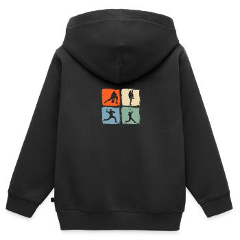 Baseballspieler Baseball - Kinder Premium Organic Zip Hoodie - Schwarz - Hinten - AI Model Kid Male (0cm)