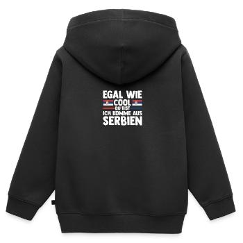 Serbe Serbe Serbie - Sweat Premium à capuche zippé enfant bio - noir - Dos - AI Model Kid Male (0cm)