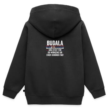 Serbe Serbe Serbie - Sweat Premium à capuche zippé enfant bio - noir - Dos - AI Model Kid Male (0cm)