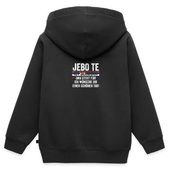 Serbe Serbe Serbie - Sweat Premium à capuche zippé enfant bio - noir - Dos - AI Model Kid Male (0cm)