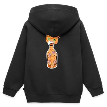 Katze in der Flasche - Kinder Premium Organic Zip Hoodie - Schwarz - Hinten - AI Model Kid Male (0cm)