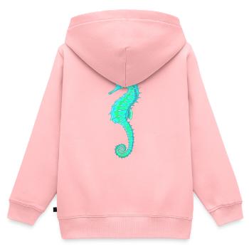 Seepferdchen Türkis. Meeresleben. Seepferdchen - Kinder Premium Organic Zip Hoodie - Rosa - Hinten - AI Model Kid Female (0cm)