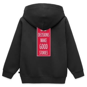Mauvaises décisions Bonnes histoires - Sweat Premium à capuche zippé enfant bio - noir - Dos - AI Model Kid Male (0cm)