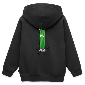 gurken ,kleid,gurken,gurke,salatgurke,schleife - Kinder Premium Organic Zip Hoodie - Schwarz - Hinten - AI Model Kid Male (0cm)