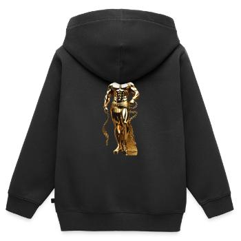 Statue grecque dorée - Sweat Premium à capuche zippé enfant bio - noir - Dos - AI Model Kid Male (0cm)
