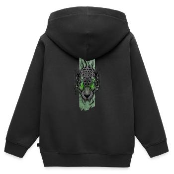 Jaguar aux yeux d’émeraude - Sweat Premium à capuche zippé enfant bio - noir - Dos - AI Model Kid Male (0cm)