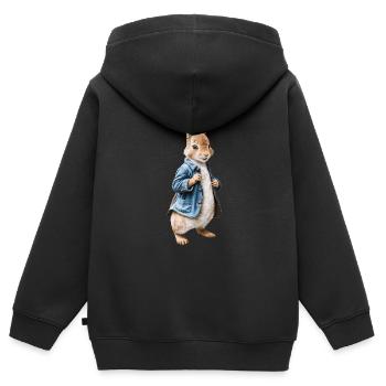 Niedlicher Hase braun 16 - Kinder Premium Organic Zip Hoodie - Schwarz - Hinten - AI Model Kid Male (0cm)