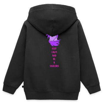unicorn keep calm - Kids Premium Organic Zip-up Hoodie - black - Back - AI Model Kid Male (0cm)