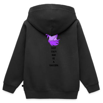 unicorn keep calm - Kids Premium Organic Zip-up Hoodie - black - Back - AI Model Kid Male (0cm)