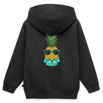 Kühle Ananas - Kinder Premium Organic Zip Hoodie - Schwarz - Hinten - AI Model Kid Male (0cm)