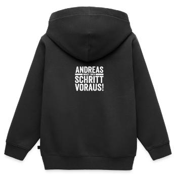 Vorname Andreas - Kinder Premium Organic Zip Hoodie - Schwarz - Hinten - AI Model Kid Male (0cm)