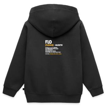 Florian - Kinder Premium Organic Zip Hoodie - Schwarz - Hinten - AI Model Kid Male (0cm)
