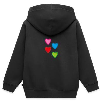 Cœur - Sweat Premium à capuche zippé enfant bio - noir - Dos - AI Model Kid Male (0cm)