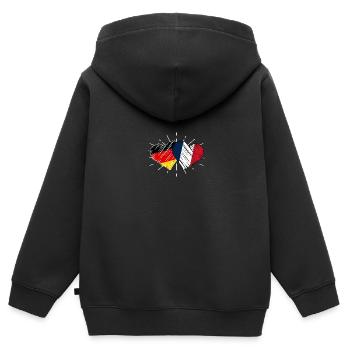 Franzose Deutschland Herz Frankreich - Kinder Premium Organic Zip Hoodie - Schwarz - Hinten - AI Model Kid Male (0cm)
