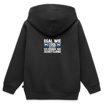 Ecossais Ecosse Ecosse Ecosse - Sweat Premium à capuche zippé enfant bio - noir - Dos - AI Model Kid Male (0cm)