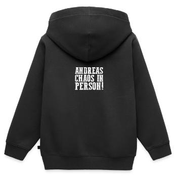 Prénom Andreas - Sweat Premium à capuche zippé enfant bio - noir - Dos - AI Model Kid Male (0cm)