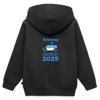 Großer Bruder 2025 Polizeiauto, 2025 Großer Bruder - Kinder Premium Organic Zip Hoodie - Schwarz - Hinten - AI Model Kid Male (0cm)