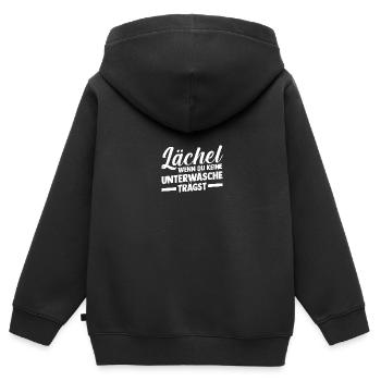Lächel Wenn Du Keine Unterwäsche Trägst - Kinder Premium Organic Zip Hoodie - Schwarz - Hinten - AI Model Kid Male (0cm)