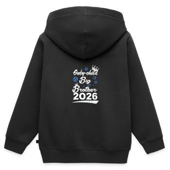 Einzelkind Wird Großer Bruder 2026 - Kinder Premium Organic Zip Hoodie - Schwarz - Hinten - AI Model Kid Male (0cm)