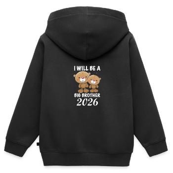 Ich Werde Ein Großer Bruder 2026 Teddy - Kinder Premium Organic Zip Hoodie - Schwarz - Hinten - AI Model Kid Male (0cm)