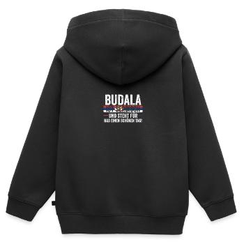Serbe Serbe Serbie - Sweat Premium à capuche zippé enfant bio - noir - Dos - AI Model Kid Male (0cm)