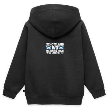 Ecossais Ecosse Ecosse Ecosse - Sweat Premium à capuche zippé enfant bio - noir - Dos - AI Model Kid Male (0cm)