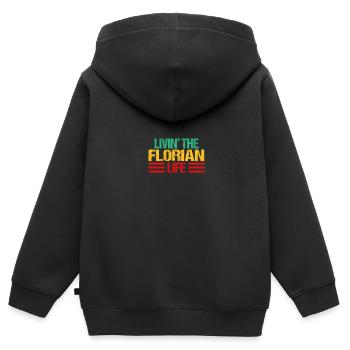 Florian - Kinder Premium Organic Zip Hoodie - Schwarz - Hinten - AI Model Kid Male (0cm)