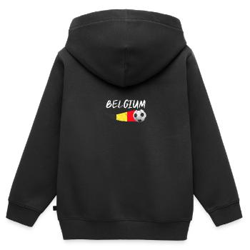 Belgier Belgien - Kinder Premium Organic Zip Hoodie - Schwarz - Hinten - AI Model Kid Male (0cm)