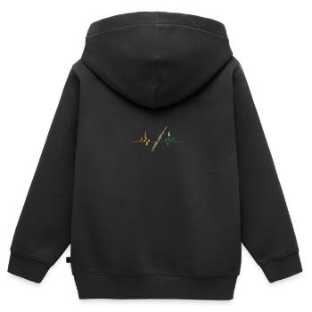 Flûte Heartbeat Flûte - Sweat Premium à capuche zippé enfant bio - noir - Dos - AI Model Kid Male (0cm)